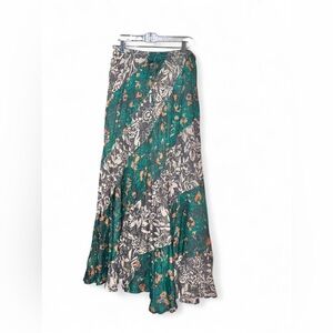 Free people Floral Green and Cream patchwork Maxi Skirt